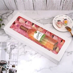 Caja de embalaje de vino de pastelería rectangular blanca