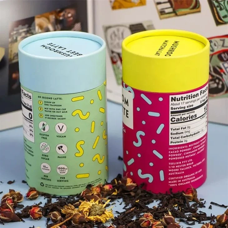 Cylinder Cardboard Tea Packaging Boxes