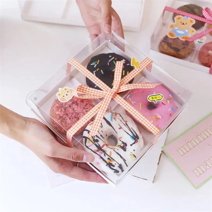 Doughnuts Package Boxes With PVC Lids