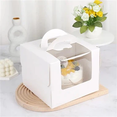 Caja de cartón para tartas con asa